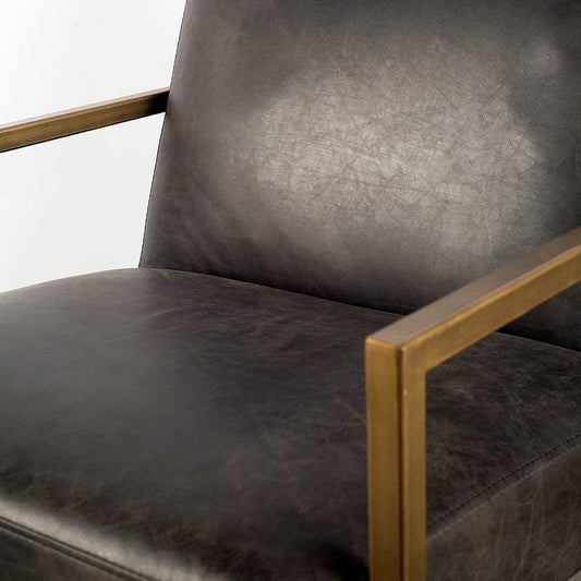 Mercana - Armelle I Black Leather Seat w/Gold Metal Frame Accent Chair - 67083 view 2