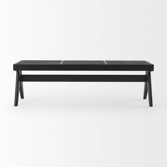 Mercana - Arvin 59.1L x 17.7W x 18.1H Black Wooden Bench - 70069_CLOSEOUT view 2