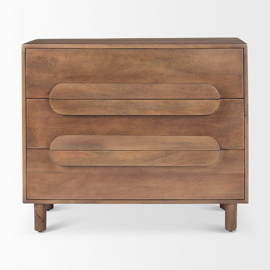 Mercana - Astrid 36L x 17W x 30.3H Medium Brown Solid Wood 3 Drawer Cabinet - 69941 view 2