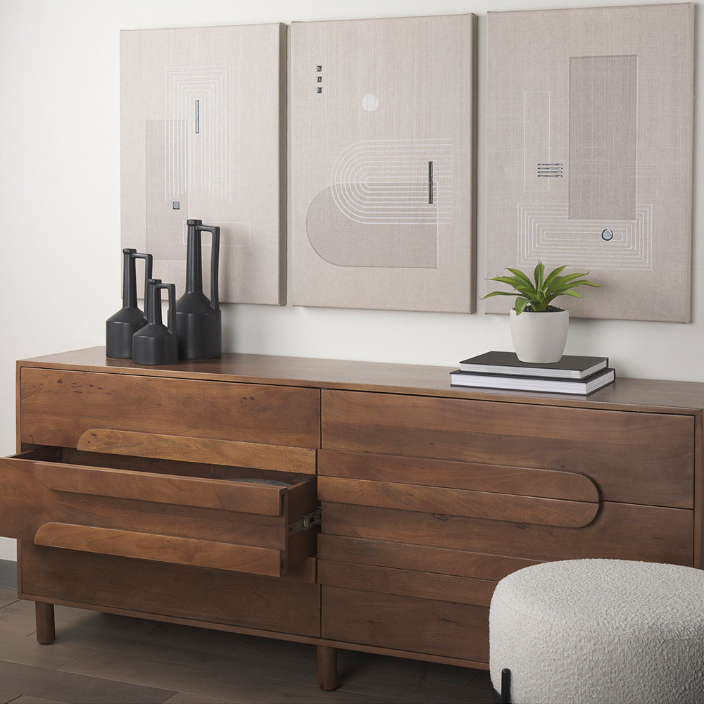 Mercana - Astrid 71L x 17W x 30.3H Medium Brown Solid Wood 6 Drawer Sideboard - 69940 view 13