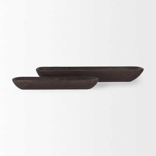 Mercana - Athena Extra Large Black-Brown Reclaimed Wood Trays (Set of 2) - 70150 view 2