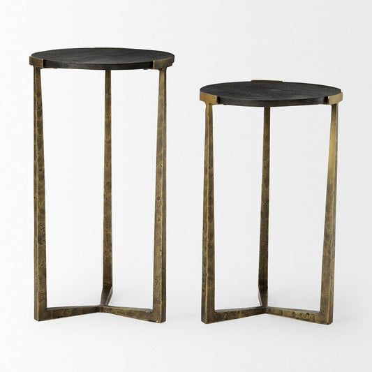 Mercana - Atticus Black Wood and Antiqued Gold Metal Nesting Accent Tables (Set of 2) - 69728 view 2