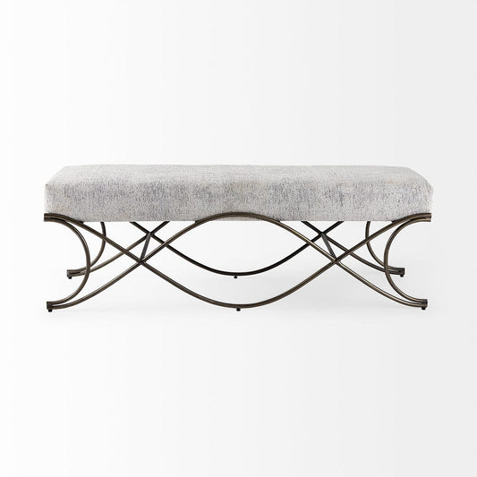 Mercana - Ayla 55L x 17.6W x 18H Dark Gray Fabric Seat W/ Dark Nickel Metal Frame Bench - 69370_CLOSEOUT view 2