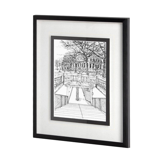 Mercana - B&W City Scene VI by Melissa Wang a Hand Embellished Textured Framed Art Print Matted under Glass - 11871 view 2