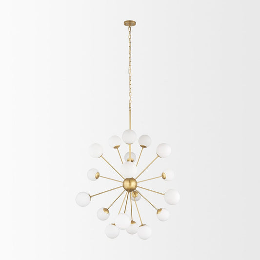 Mercana - Barbara Brushed Gold Metal w/ Frosted Glass Globes 18-Light Chandelier - 70441_CLOSEOUT view 2