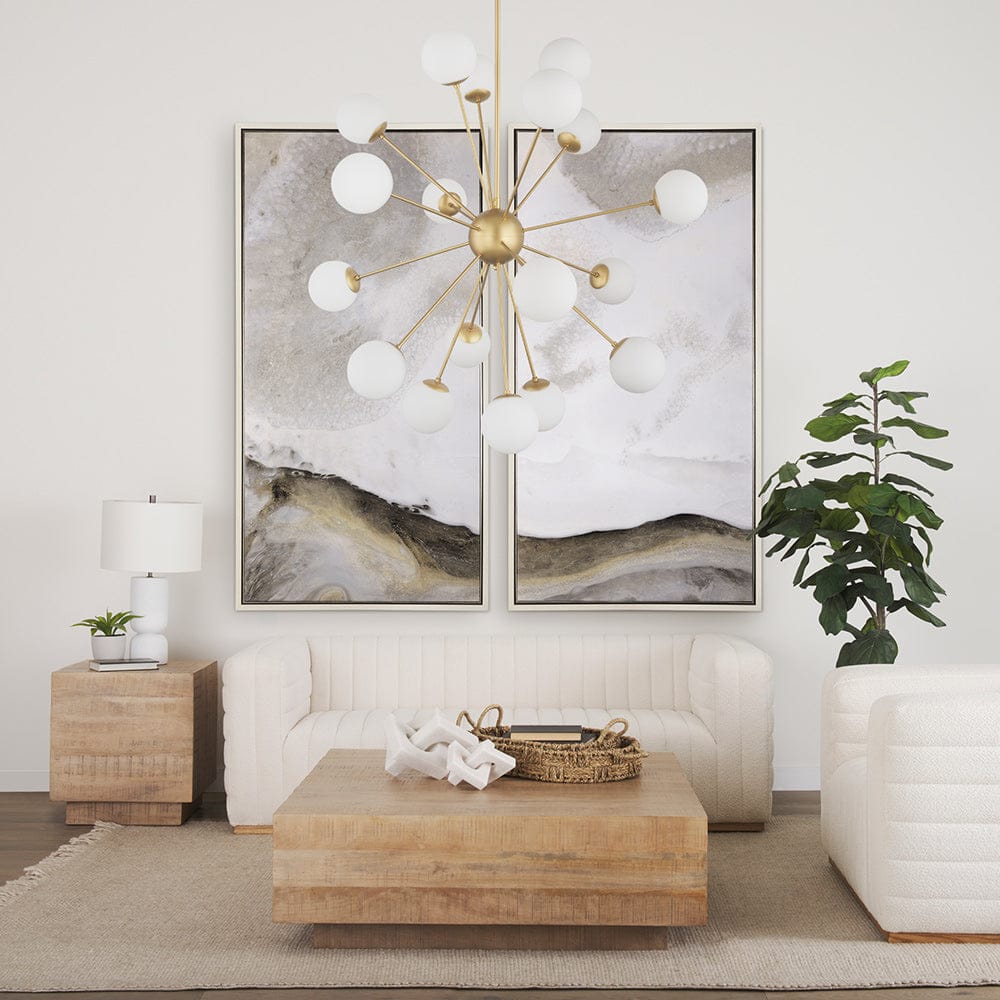 Mercana - Barbara Brushed Gold Metal w/ Frosted Glass Globes 18-Light Chandelier - 70441_CLOSEOUT view 9