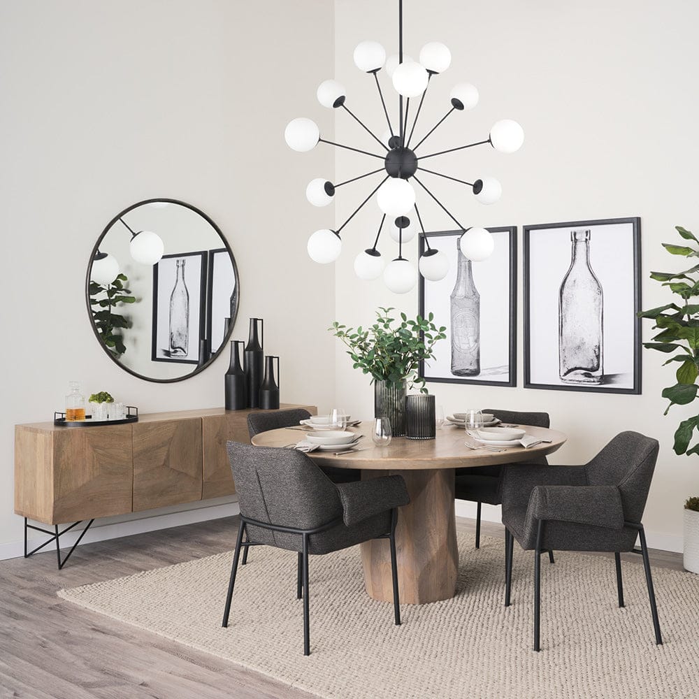 Mercana - Barbara Matte Black Metal w/ Frosted Glass Globes 18-Light Chandelier - 70458 view 9