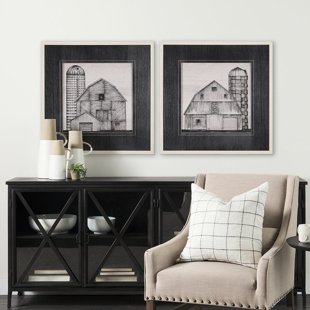 Mercana - Barn Buildings I by Mercana Studio a Hand Embellished Textured Framed Art Print Matted under Glass - 15127 view 8