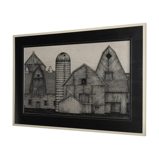Mercana - Barn Buildings II by CV a Hand Embellished Textured Framed Art Print Matted under Glass - 14924 view 2
