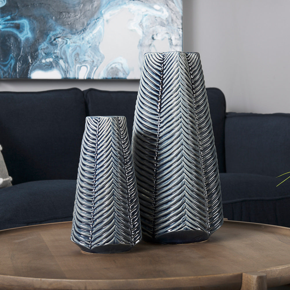Mercana - Bashir II Large Dark Navy Gloss Ceramic Vase - 68616 view 8