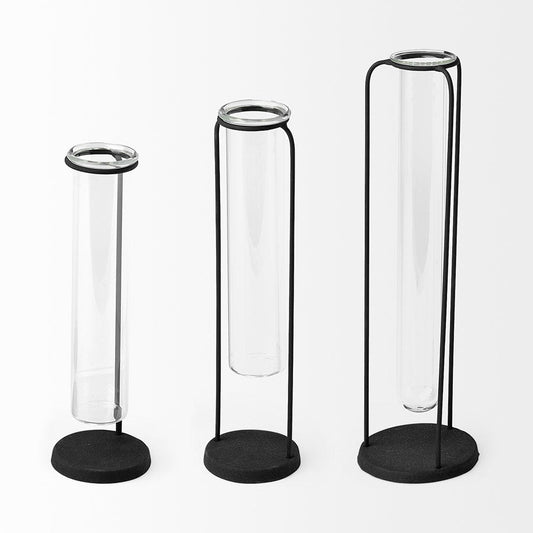 Mercana - Beeker Set Of Three Black Metal Test Tube Style Vases - 68600_CLOSEOUT view 2