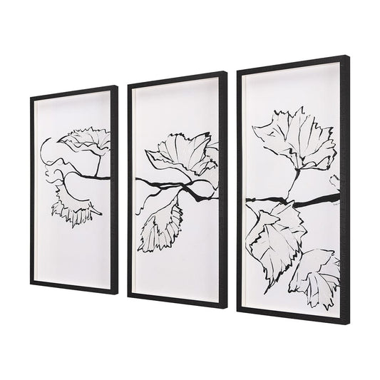 Mercana - Begonia Vine Left by Mercana Studio Hand Embellished Textured Framed Art Print Matted under Glass - 14678 view 2