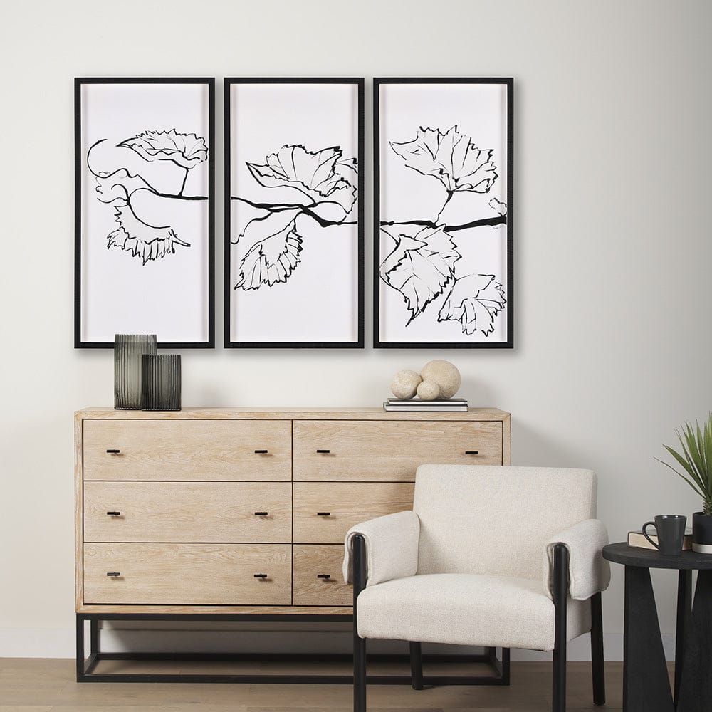 Mercana - Begonia Vine Left by Mercana Studio Hand Embellished Textured Framed Art Print Matted under Glass - 14678 view 8