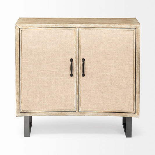 Mercana - Bellefontaine 34L x 16W Natural Fir Veneer And Fabric 2 Door Accent Cabinet - 67635 view 2