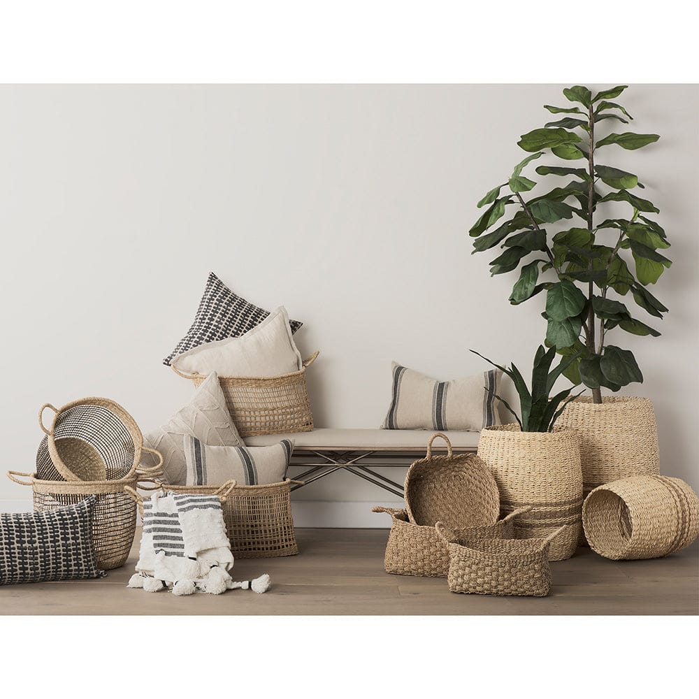 Mercana - Bellisa 18.5L x 14.6W x 11.0H Medium Brown Seagrass Rectangular Basket W/ Handles (Set of 2) - 69585 view 9