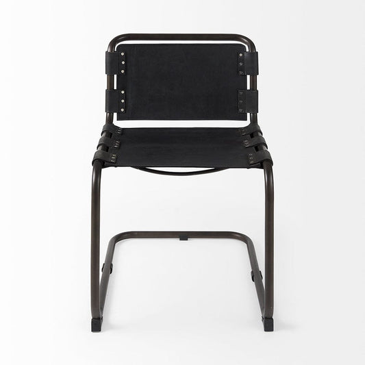 Mercana - Berbick 33" Total Height Black Leather w/ Iron Frame Dining Chair - 69273 view 2