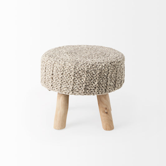Mercana - Bina 19.0L x 19.0W x 15.0H Taupe 4 Legged Wool Stool - 69511 view 2