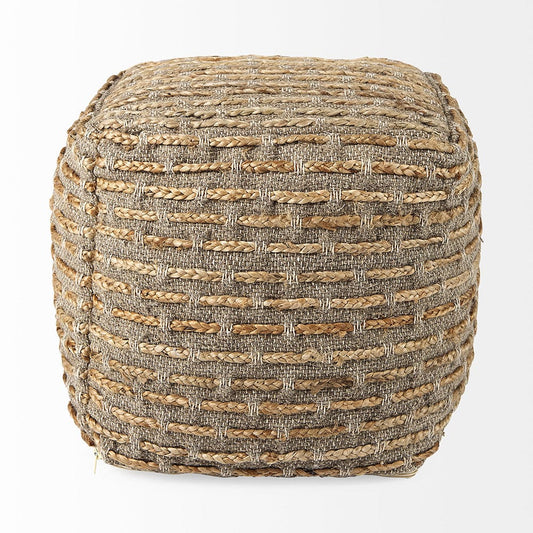 Mercana - Binita 16.0L x 16.0W x 16.0H Gray/Brown Hemp Wool and Cotton Pouf - 69509 view 2