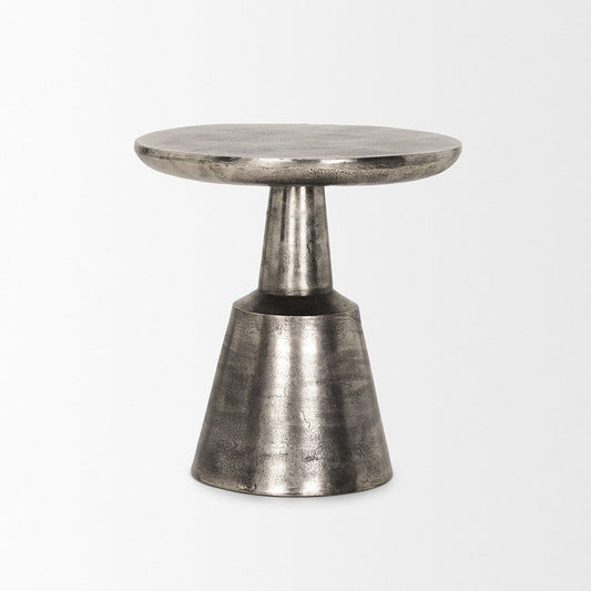 Mercana - Bobbi Textured Polished Nickel Cast Aluminum Metal Accent Table - 70614 view 2