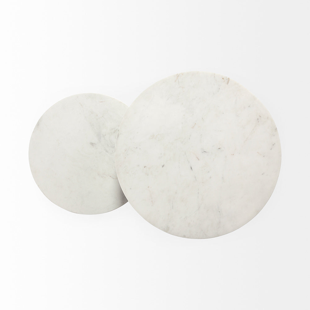 Mercana - Bombola II Large 18L x 18W White Round Marble Top W/Black Metal Frame Accent Table - 67039 view 8