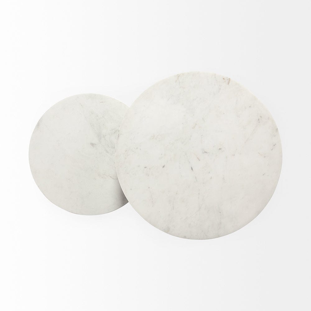 Mercana - Bombola II Large 18L x 18W White Round Marble Top W/Black Metal Frame Accent Table - 67039 view 8