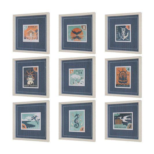 Mercana - Bon Voyage Set of 9 by Mercana Studio a Hand Embellished Framed Art Print Matted under Glass - 15774 view 2