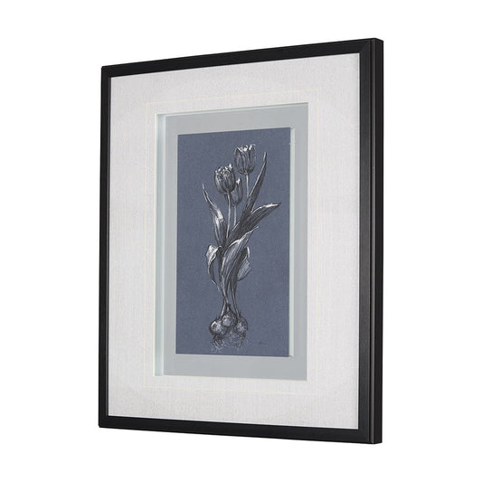 Mercana - Botanical sketches I Blue by Mercana Studio Hand Embellished Framed Art Print Matted under Glass - 14575 view 2