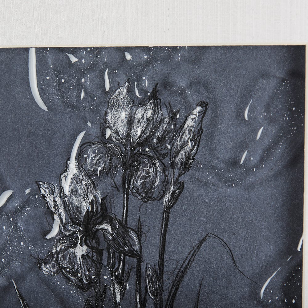 Mercana - Botanical sketches IV Blue by Mercana Studio Hand Embellished Framed Art Print Matted under Glass - 14568 view 7