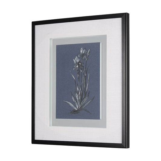 Mercana - Botanical sketches IV Blue by Mercana Studio Hand Embellished Framed Art Print Matted under Glass - 14572 view 2