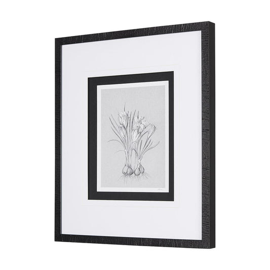 Mercana - Botanical sketches V Grey by Mercana Studio Hand Embellished Framed Art Print Matted under Glass - 14538 view 2