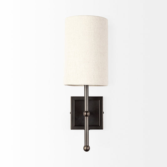 Mercana - Bourgeois II 9x16 White Fabric Shade Brown Metal Base Wall Sconce - 67942 view 2