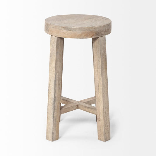 Mercana - Brahma 26" Total Height White Washed Wood Stool - 68210 view 2