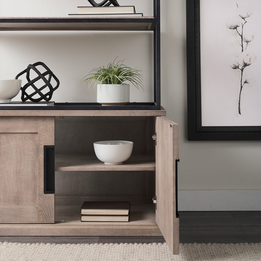 Mercana - Braxton II Light Brown Wood and Iron Three Shelf Shelving Unit 41.5L x 18.5W x 9 - 68203-AB view 9