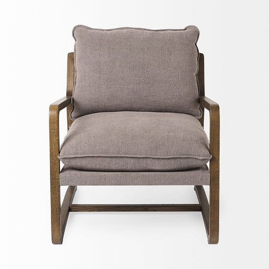 Mercana - Brayden 28.3L x 34.1W x 35H Dark Brown Wood W/ Gray Fabric Seat Accent Chair - 69357_CLOSEOUT view 2