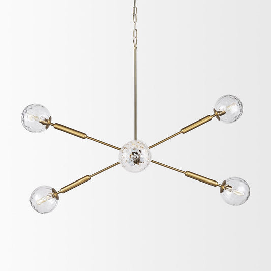 Mercana - Britton Gold Metal w/ Clear Glass Globes 6-Light Chandelier - 70473 view 2