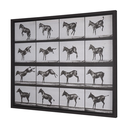 Mercana - Bucking and Kicking by Eadweard Muybridge Hand Embellished Framed Art Print Matted under Glass - 15301 view 2