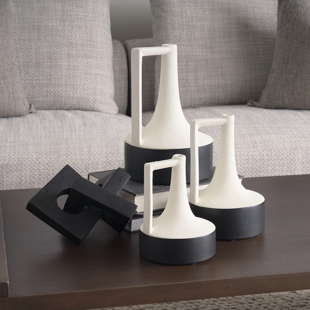 Mercana - Burton 8.3H Small White and Black Ceramic Jug Vase - 69648 view 13