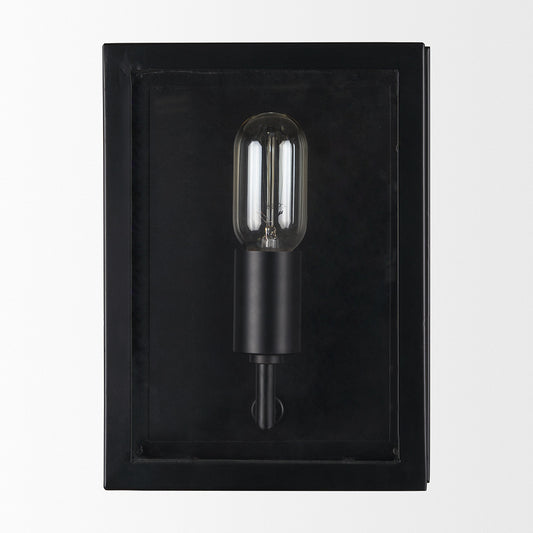 Mercana - Cairn Matte Black Metal w/ Glass 1-Light Wall Sconce - 70447_CLOSEOUT view 2