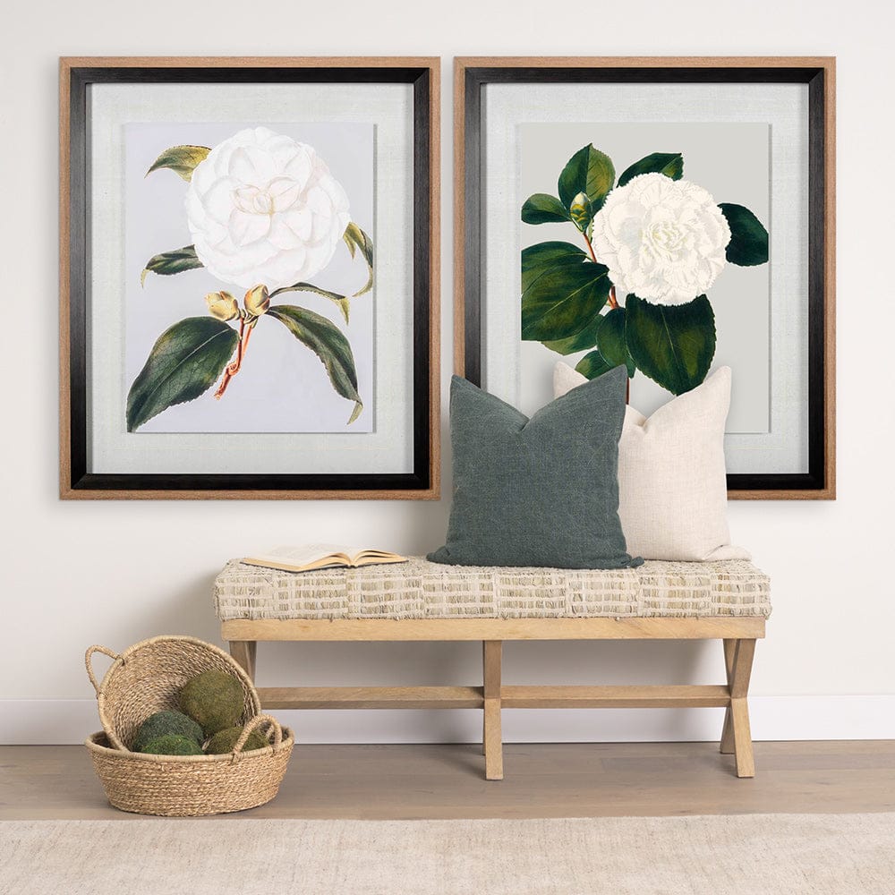 Mercana - Camellia Japonica II by Vision Studio Hand Embellished Textured Framed Art Print Matted under Glass - 10570 view 3