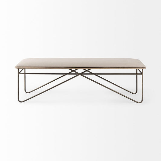 Mercana - Camille 55.5L x 16.0W x 17.0H Cream Fabric Seat W/ Metal Frame Bench - 69372 view 2
