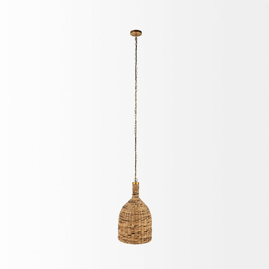 Mercana - Campanile 16.0L x 16.0W x 27.0H Brown Whicker Pendant Light - 69244 view 2