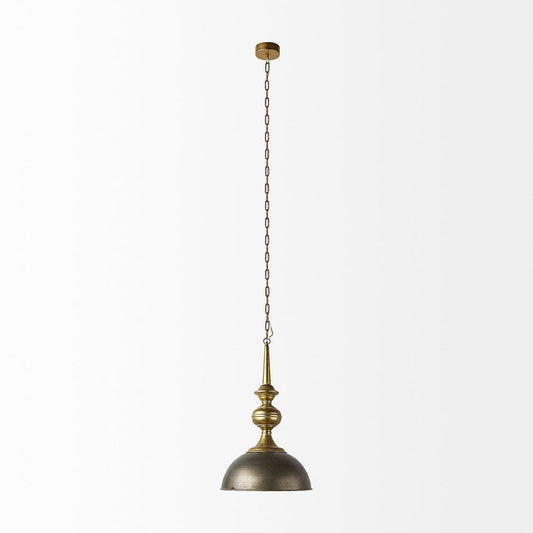 Mercana - Capsa 17x29 Antique Gold and Silver Toned Metal Dome Pendant Light - 65267 view 2