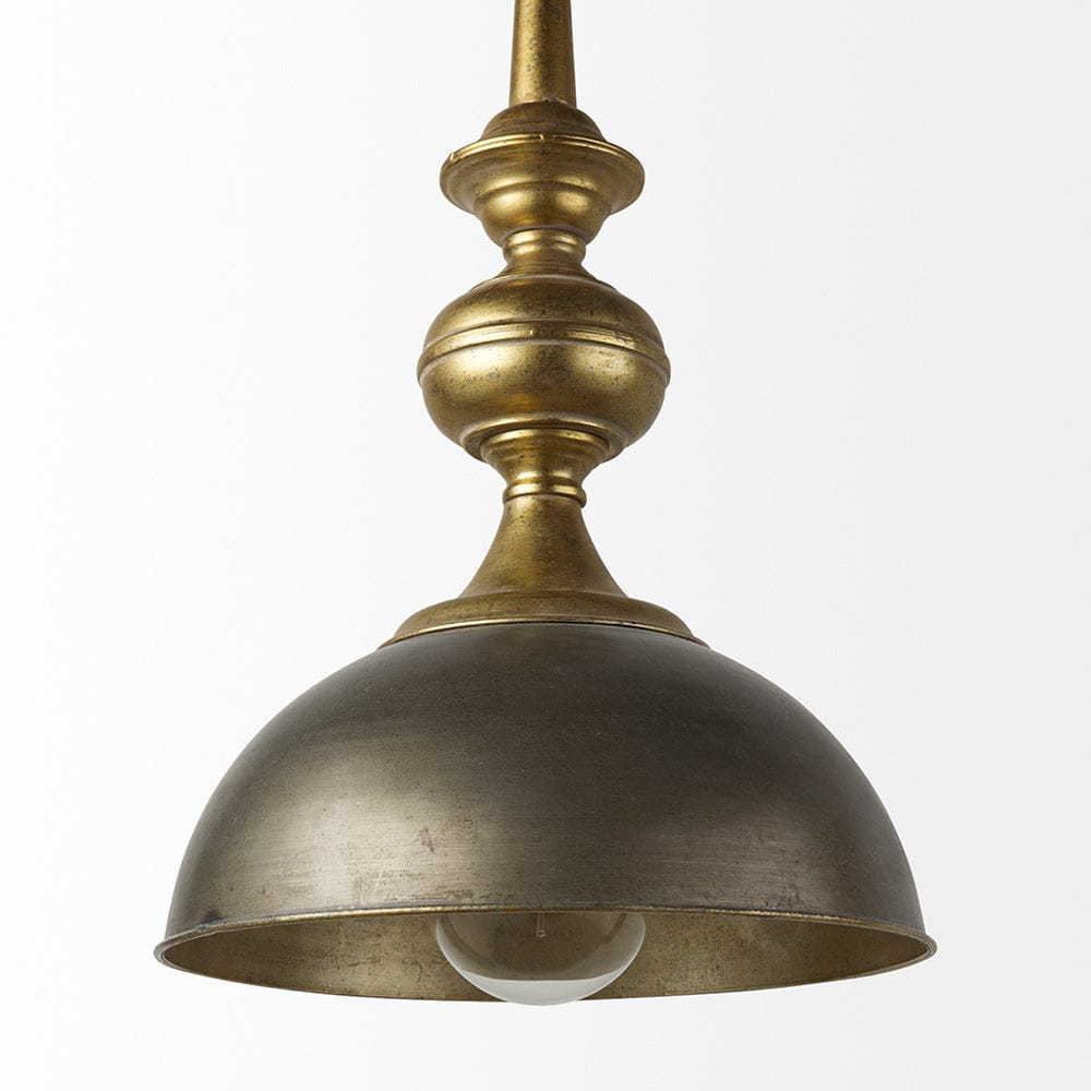 Mercana - Capsa 17x29 Antique Gold and Silver Toned Metal Dome Pendant Light - 65267 view 9