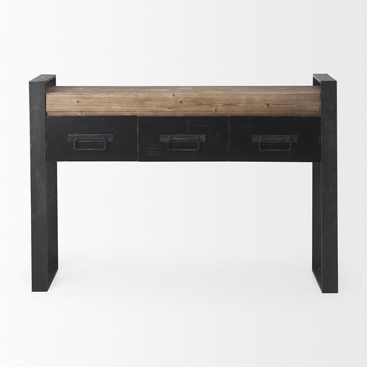 Mercana - Carga 48L x 12W Black Metal Frame Brown Wooden Top Console Table W/Storage - 50018_CLOSEOUT view 2