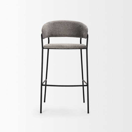Mercana - Carolyn Bar Stool w/ Gray Fabric & Matte Black Metal - 70464_CLOSEOUT view 2
