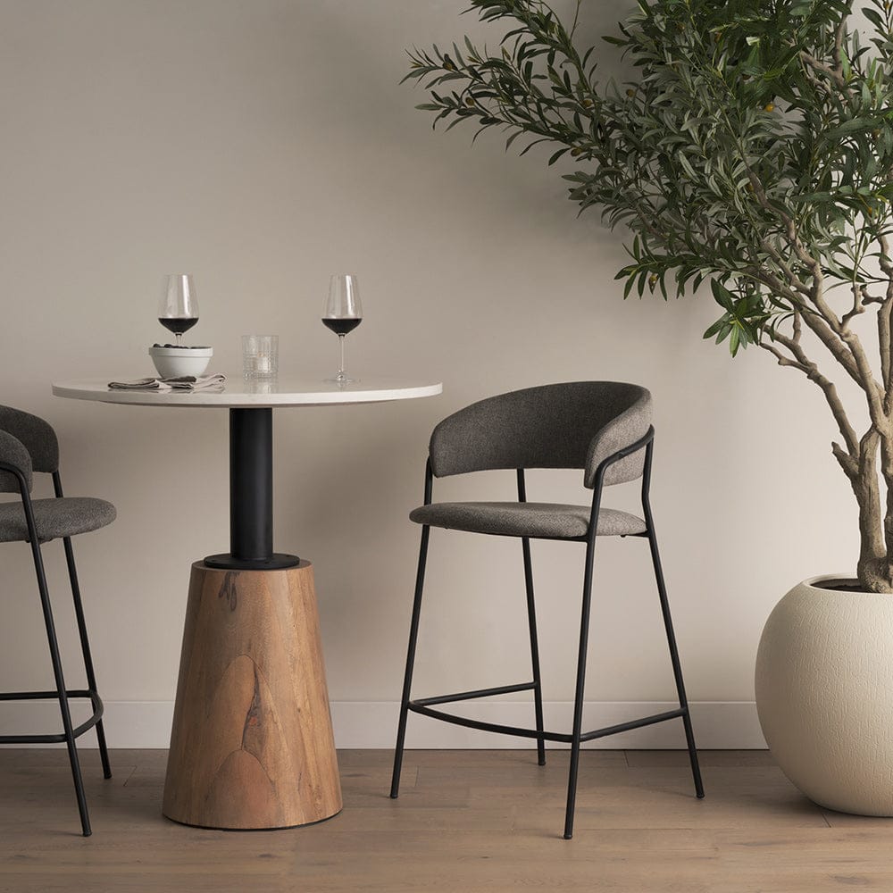 Mercana - Carolyn Counter Stool w/ Gray Fabric & Matte Black Metal - 70463_CLOSEOUT view 11