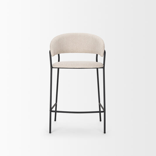 Mercana - Carolyn Counter Stool w/ Oatmeal Fabric & Matte Black Metal - 70245 view 2