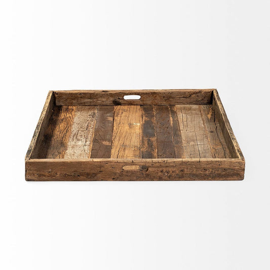 Mercana - Carson Large 30L x 30W Brown Reclaimed Wood Tray - 68862 view 2