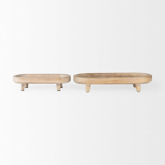 Mercana - Carver Oblong White Washed Wood Footed Trays (Set of 2) - 70066 view 2