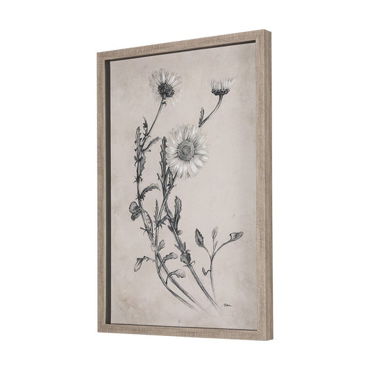 Mercana - Chamomile Drawing I by Mercana Studio Hand Embellished Textured Framed Art Print Matted under Glass - 14701 view 2